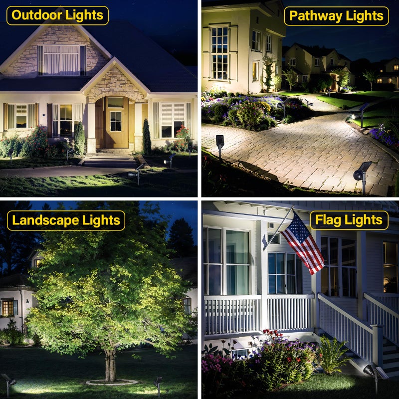 ROSHWEY Solar Spot Lights Outdoor - 600LM Spotlights Waterproof Outside Flood Lighting for Driveway Backyard Patio Garden Landscape Deck Garage (Cool White, 2 Pack) - Image 2